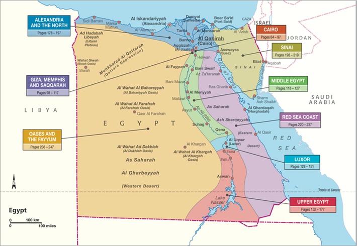 Map of Egypt showing regions of the country.